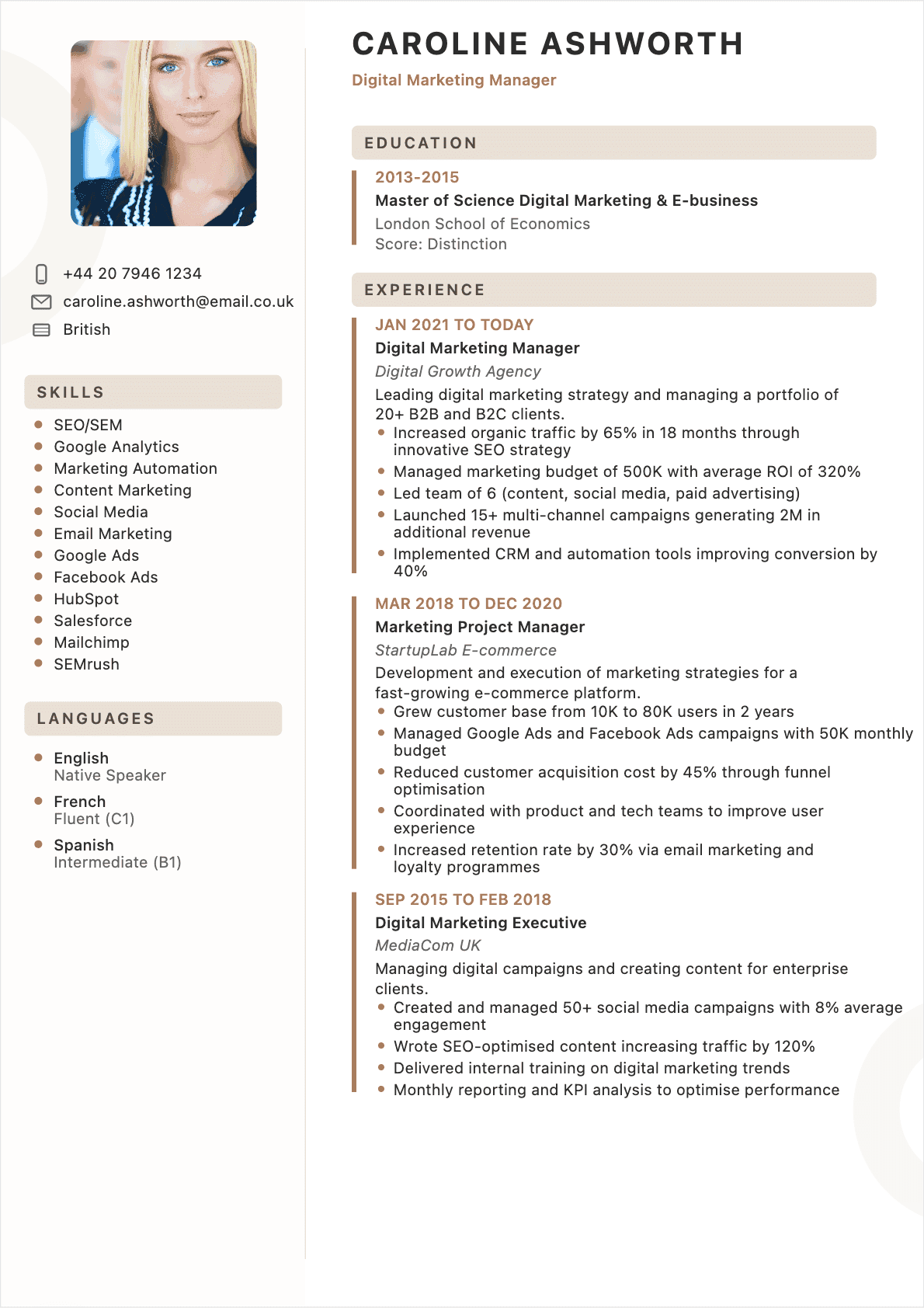 Template CV focus - Modèle professionnel optimisé ATS